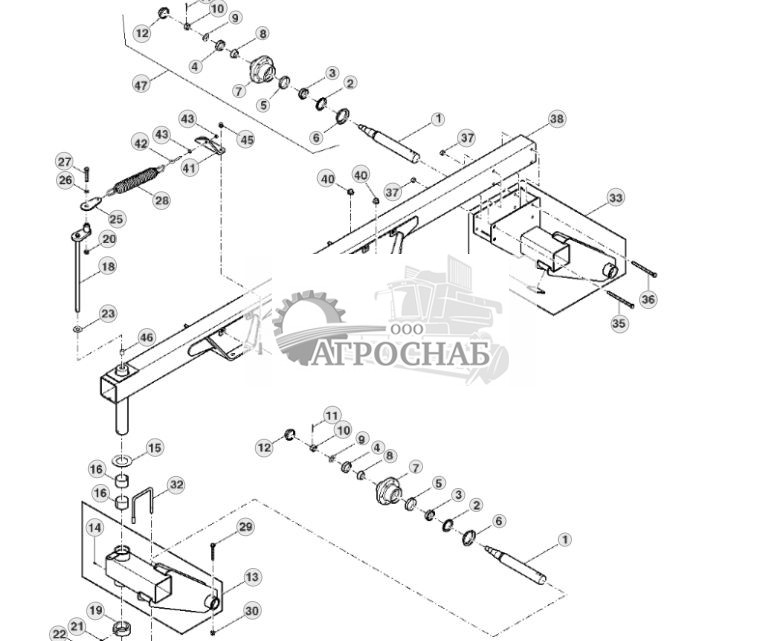 Опора самоустанавливающегося колеса рамы наружного крыла с одиночным колесом - ST518959 31.jpg